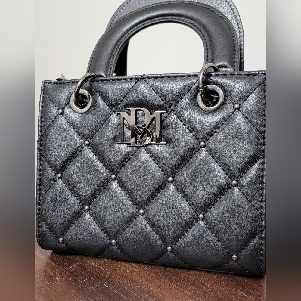 Badgley Mischka NWT Mini Black Vegan Leather Quilted Tote Bag